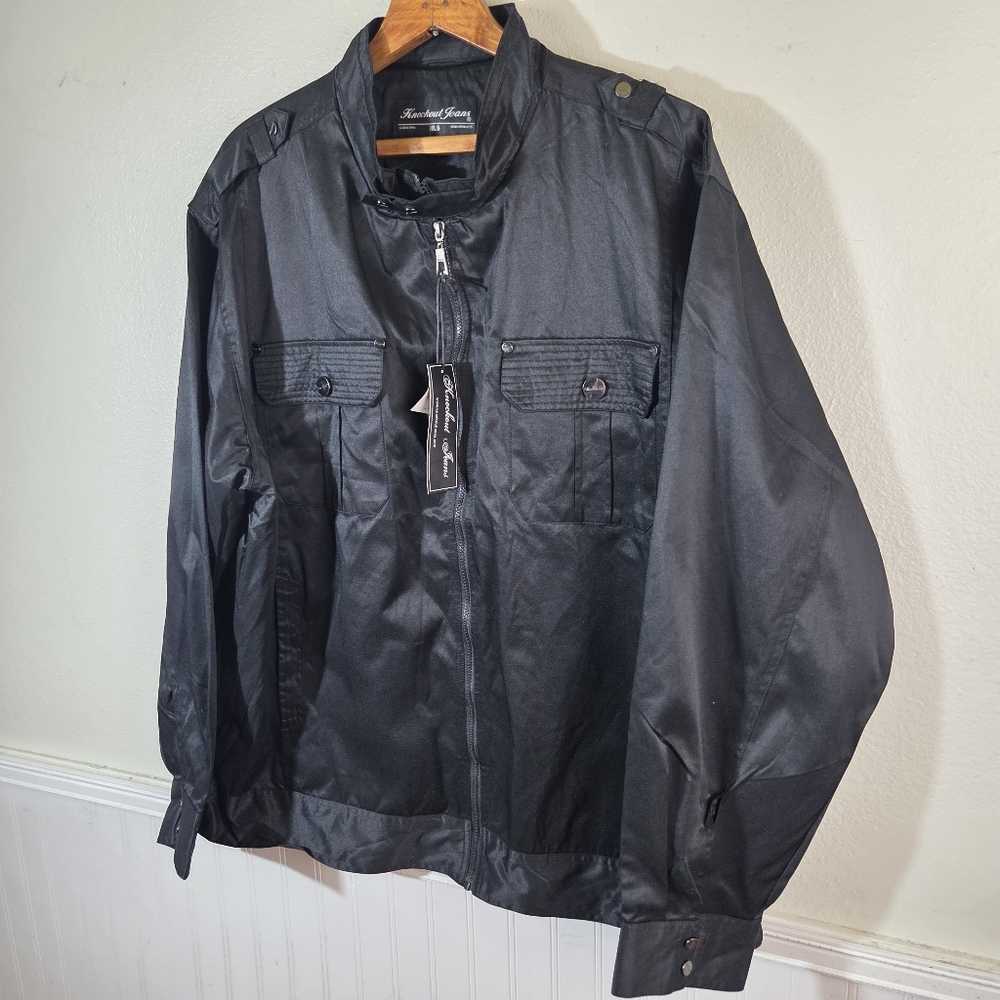 Knockout Jeans 3XLB Black Zip Jacket Big Tall NWT Military Style - Picture 9 of 13